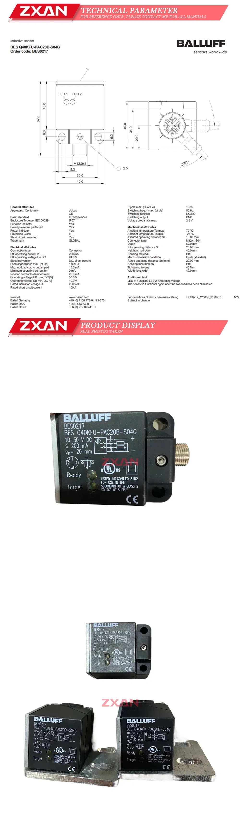 Balluff BES Q40KFU-PAC20B-S04G Description