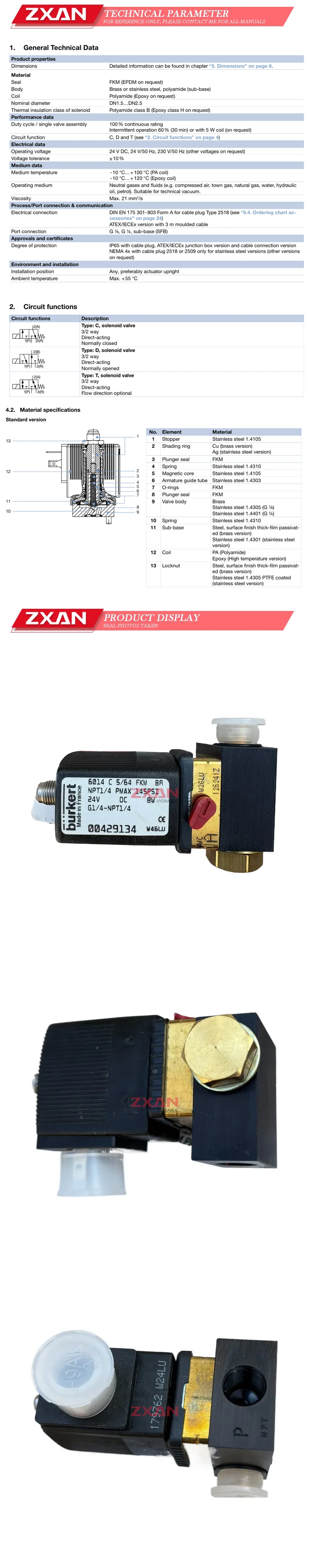 Burkert 6014-C-5/64-FKM-BR Description