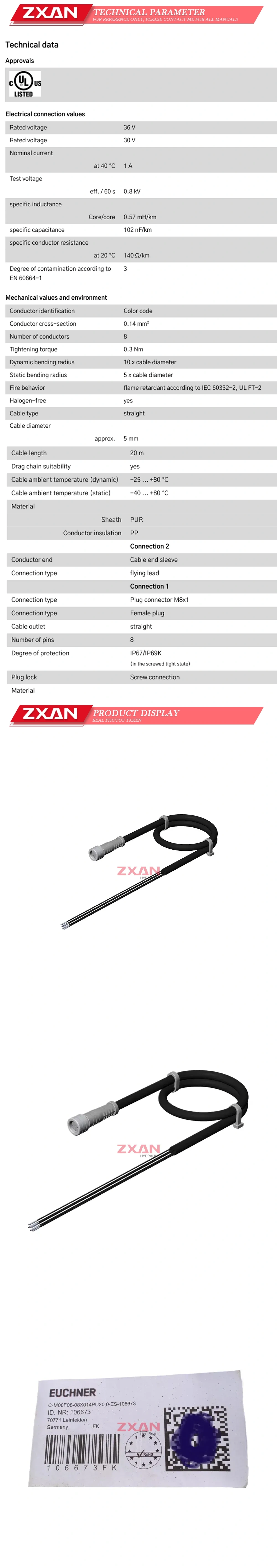 Euchner C-M08F08-08X014PU20,0-ES-106673 Description
