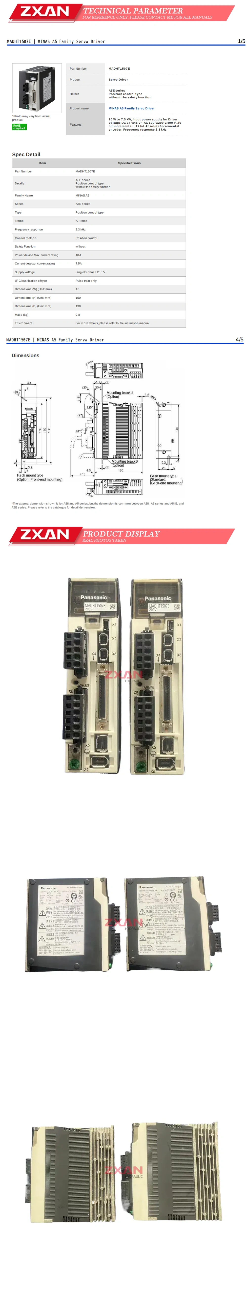 Panasonic MADHT1507E Description