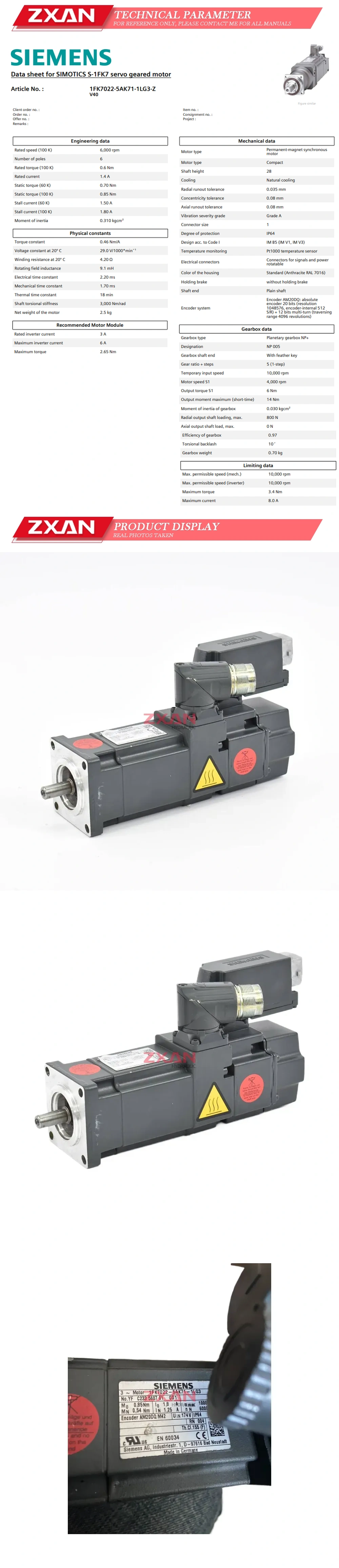 Siemens 1FK7022-5AK71-1LG3 Description