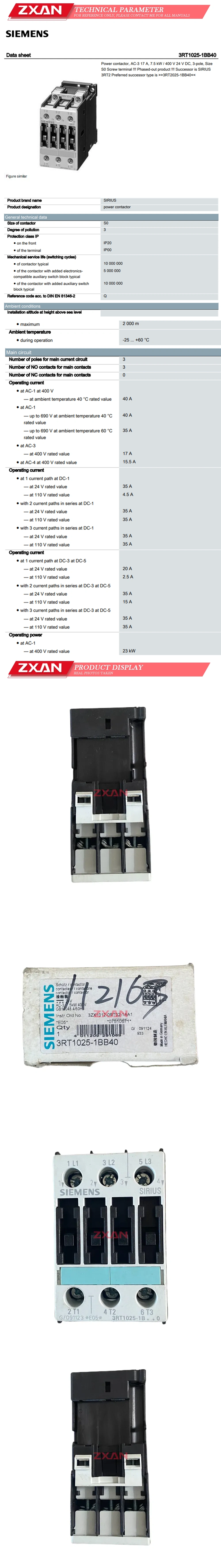 Siemens 3RT1025-1BB40 Description