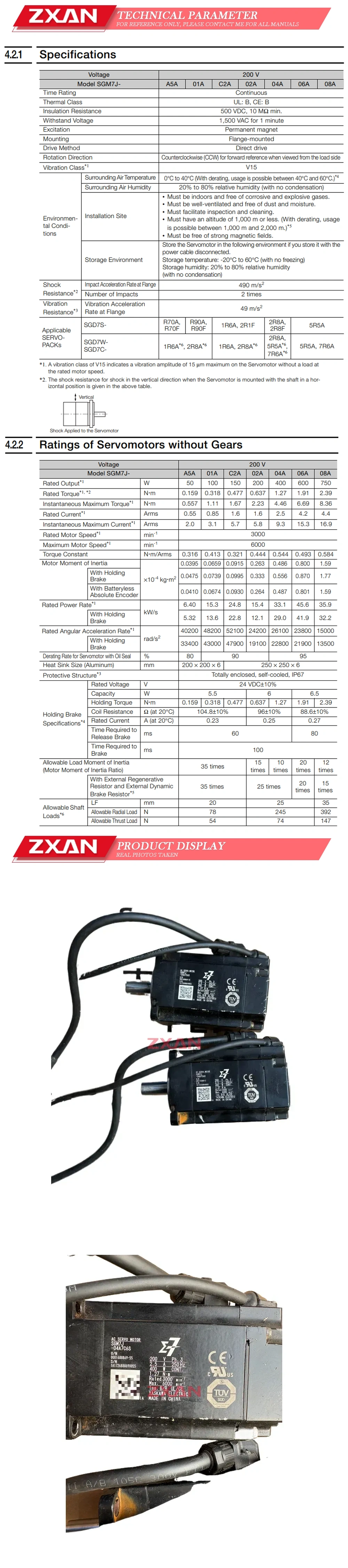 YASKAWA SGM7J-04A7C6S Description