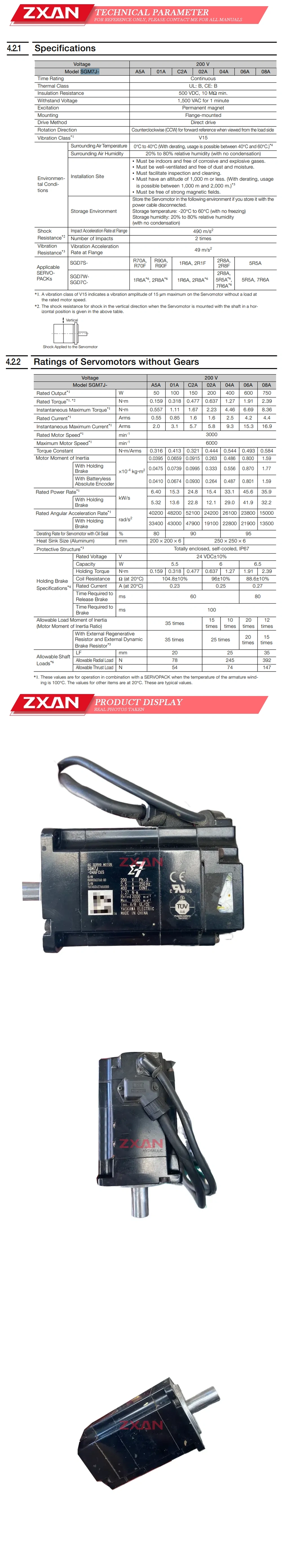 Yaskawa SGM7J-04AFC6S Description