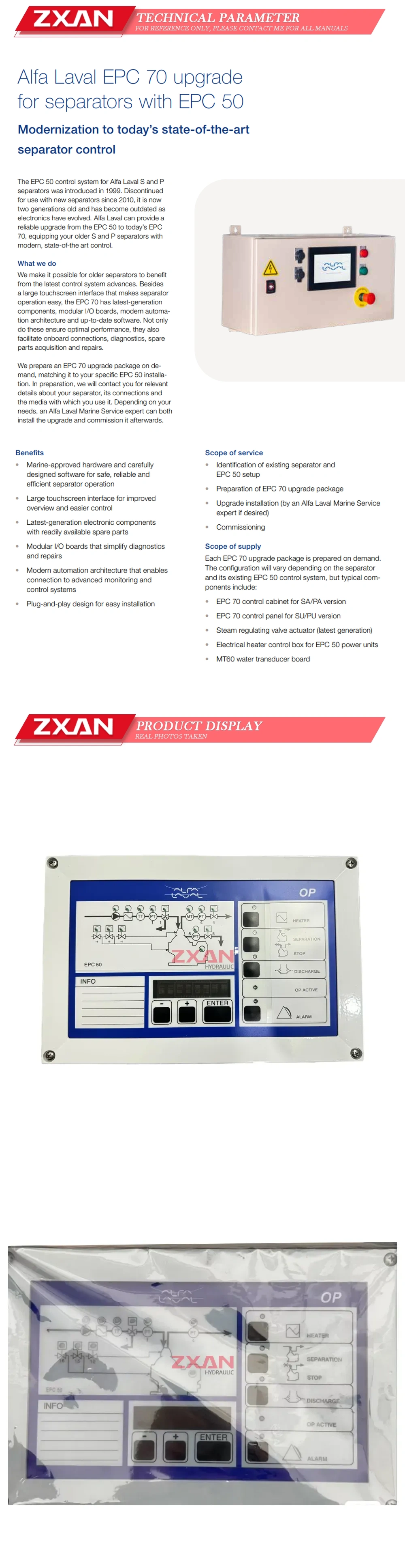 Alfa Laval EPC50 OP FRONT Description