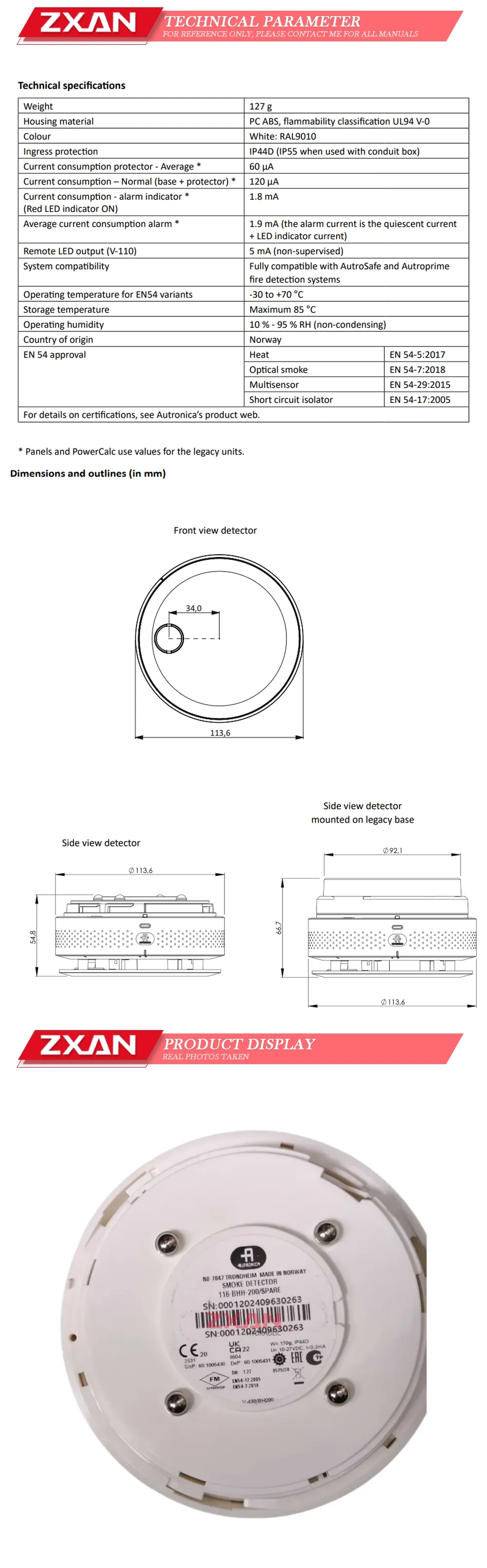 Autronica 116-BHH-200/SPARE Description