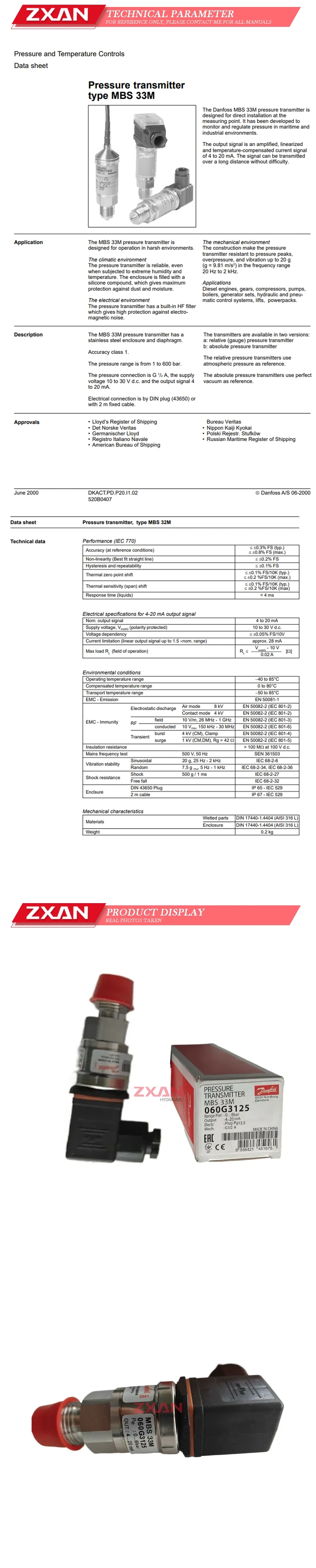 DANFOSS MBS33M 060G3125 Description