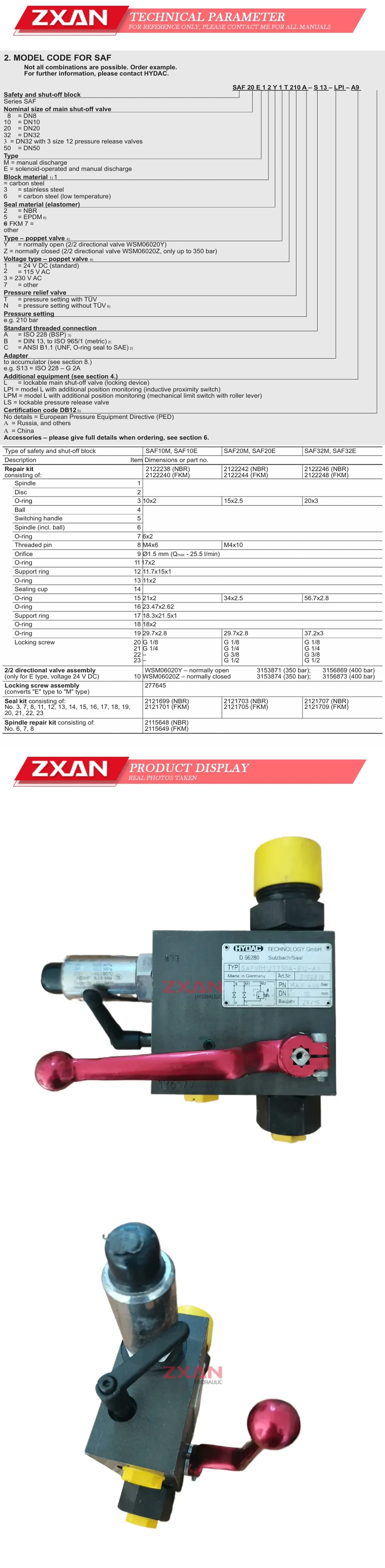 Hydac SAF10M12T330A-S12-A9 Description