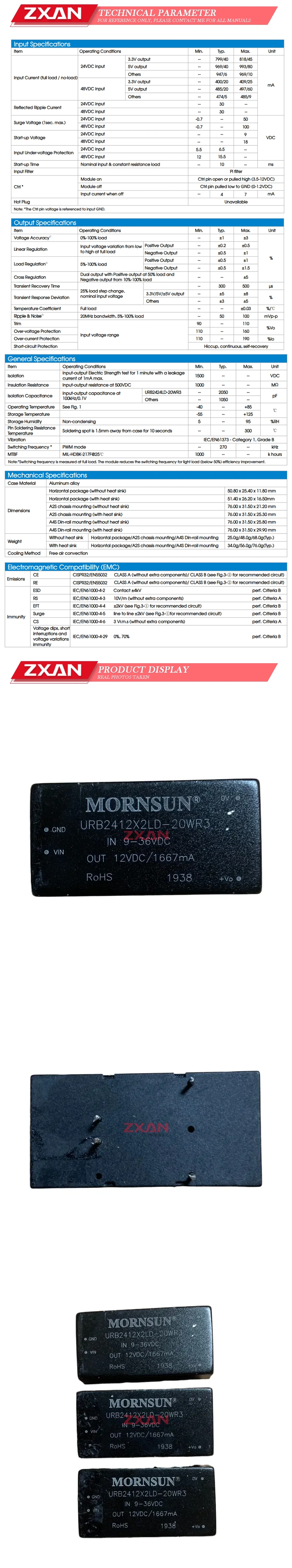 MORNSUN URB2412X2LD-20WR3 Description