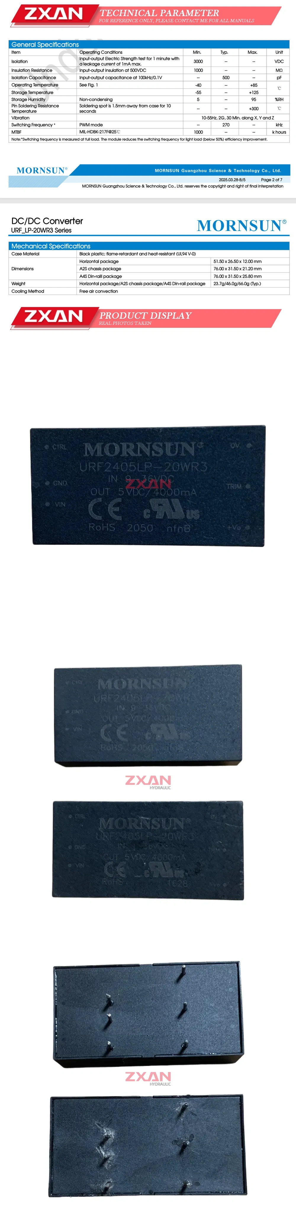 MORNSUN URF2405LP-20WR3 Description
