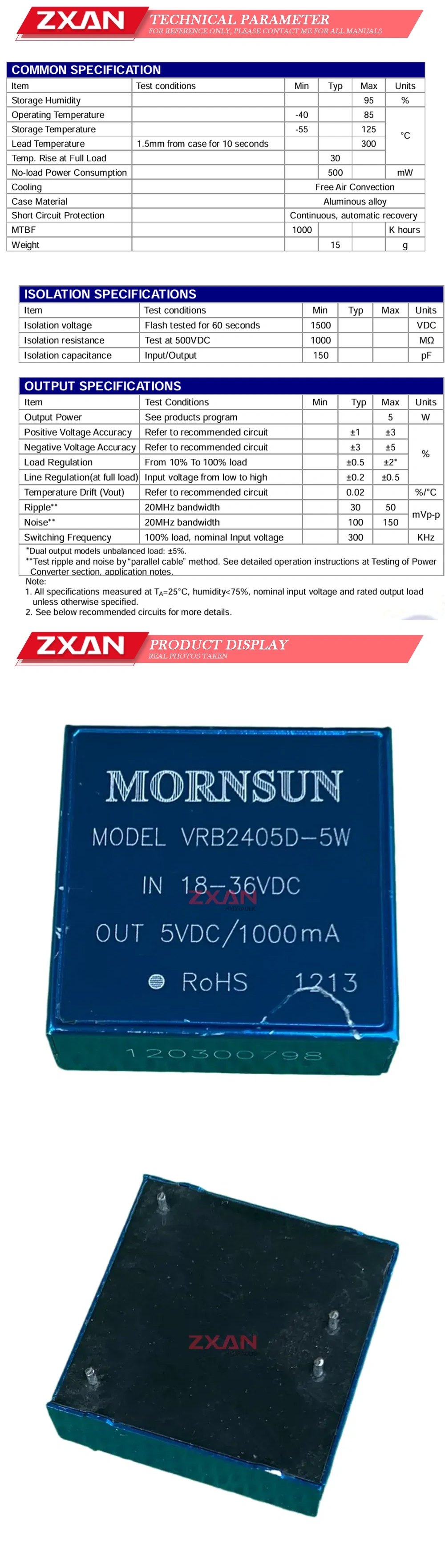 MORNSUN VRB2405D-5W Description