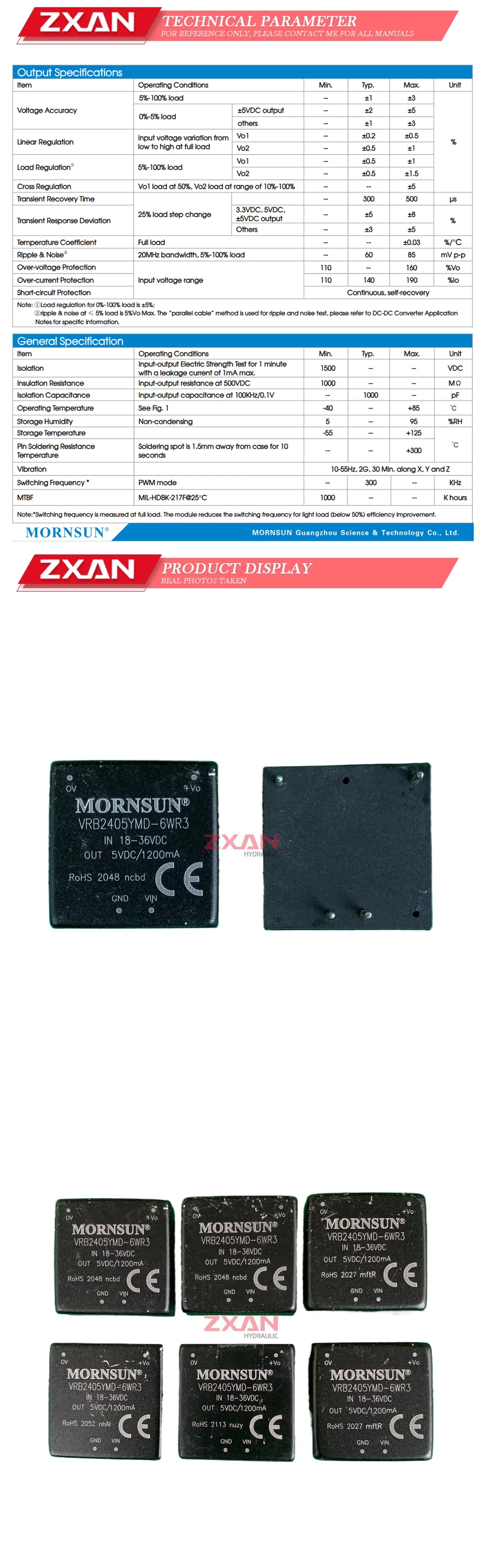 MORNSUN VRB2405YMD-6WR3 Description