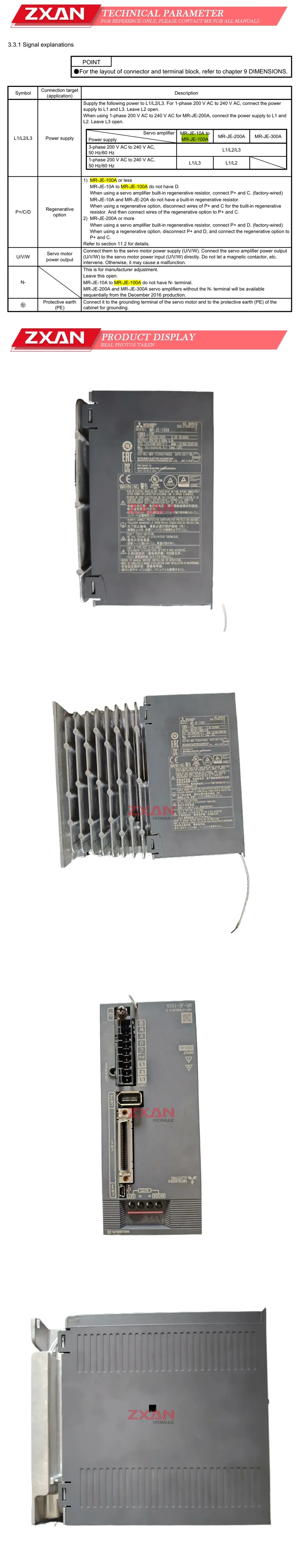 Mitsubishi MR-JE-100A Description