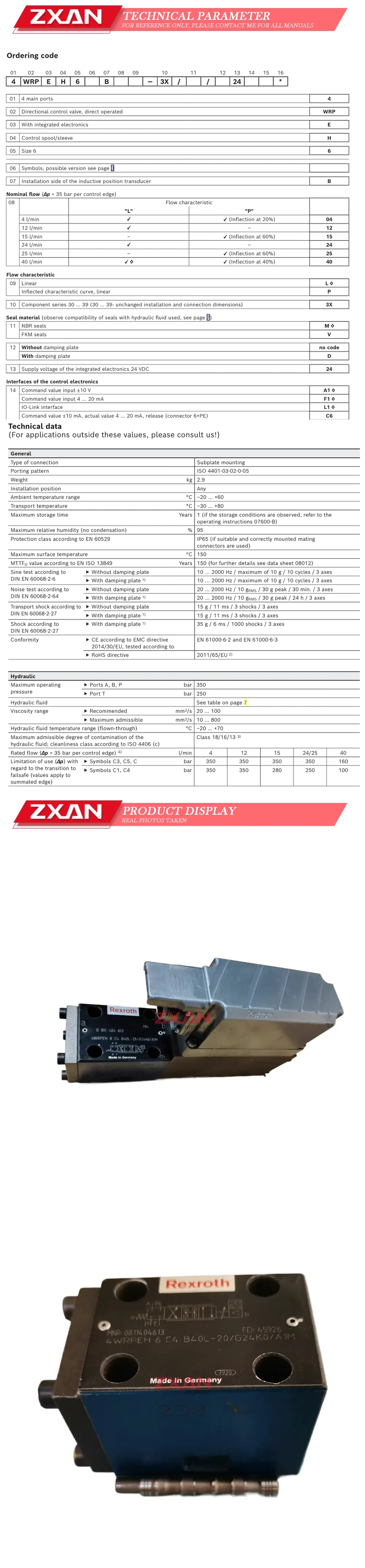 Rexroth 0811404613 4WRPEH 6 C4 B40L-20/G24K0/A1M Description