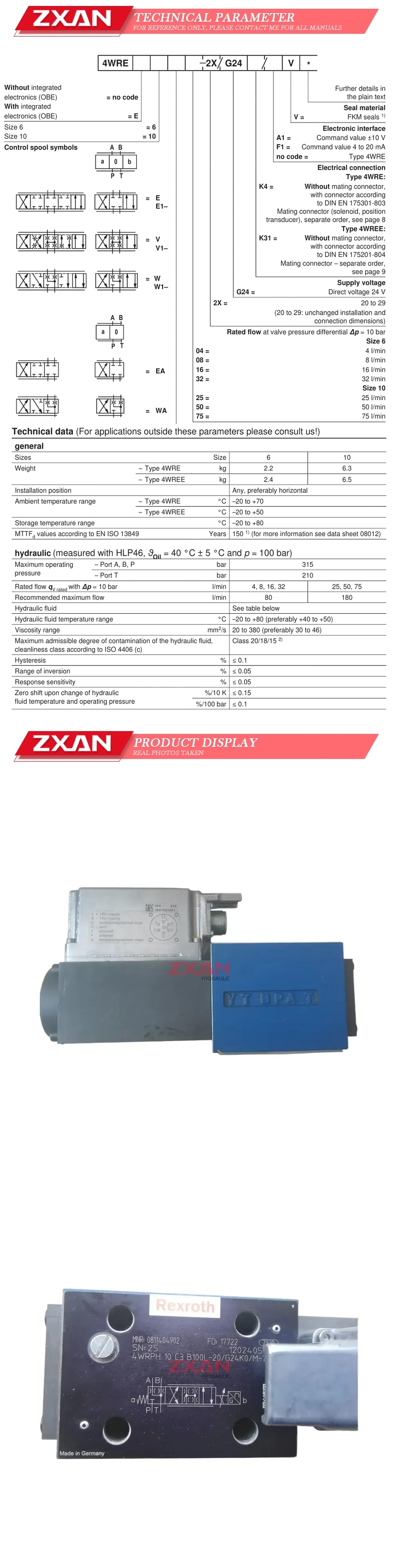 Rexroth 0811404902 4WRPH 10 C3 B100L-20/G24K0/M-750 Description