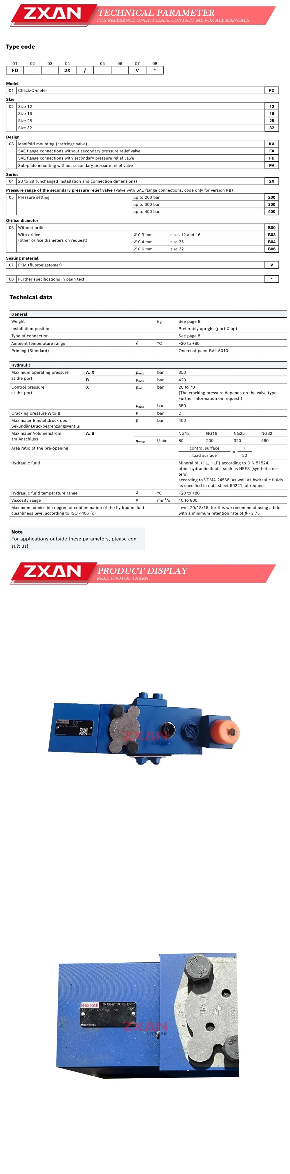Rexroth R900517189 FD32FB21/300B06V Description