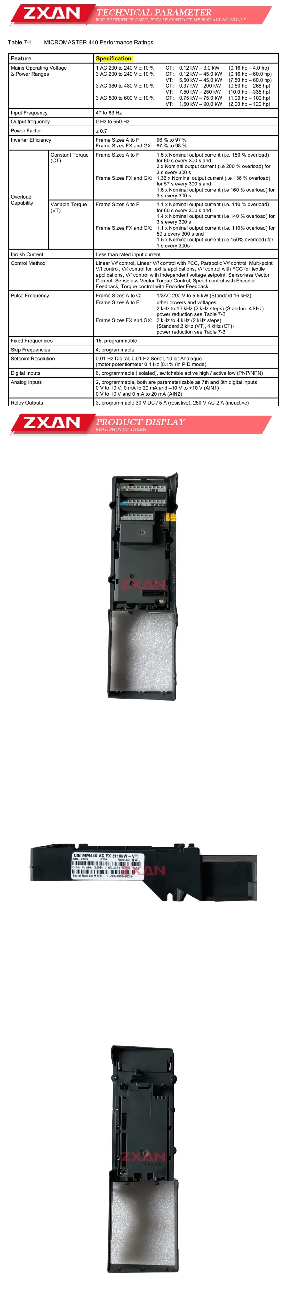 SIEMENS CIB MM440 AC FX(110kW-VT) Description