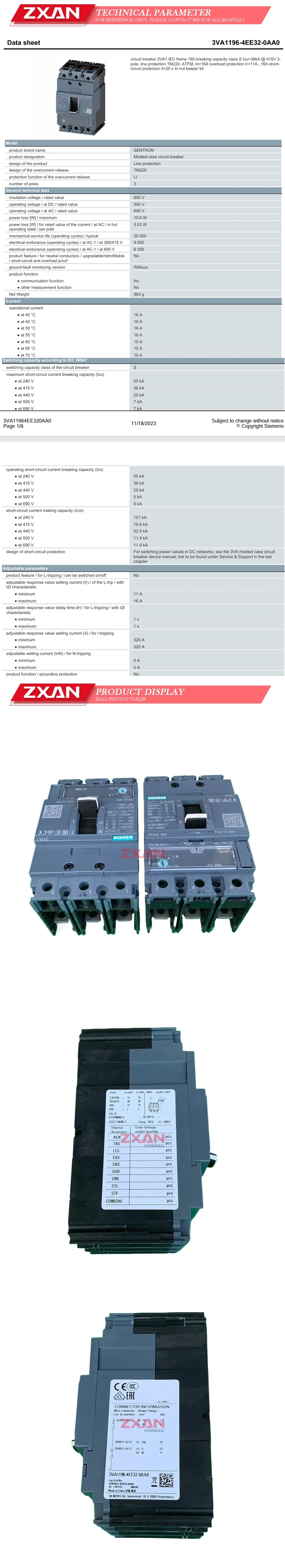 Siemens 3VA1196-4EE32-0AA0 Description