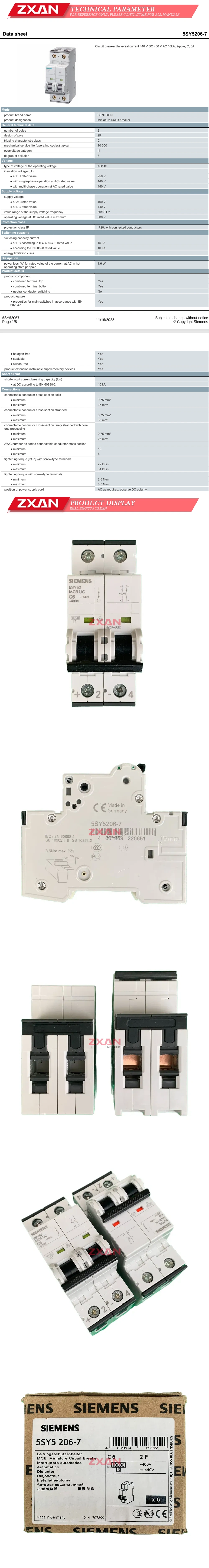 Siemens 5SY5206-7 Description