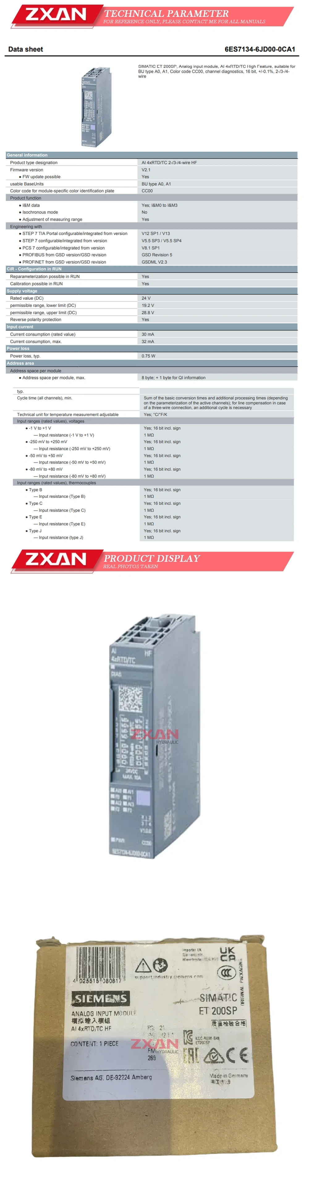 Siemens 6ES7134-6JD00-0CA1 Description
