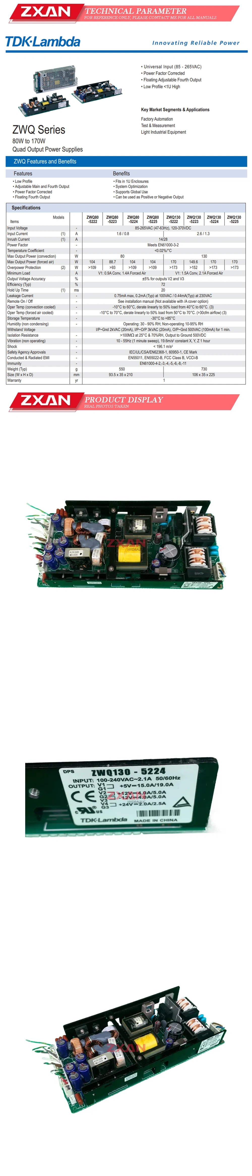 TDK-LAMBDA ZWQ130-5224 Description