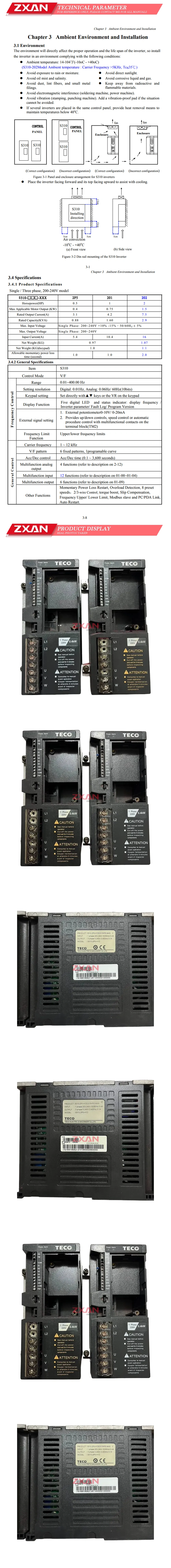 TECO S310-2P5-H1DC 0.5HP Description