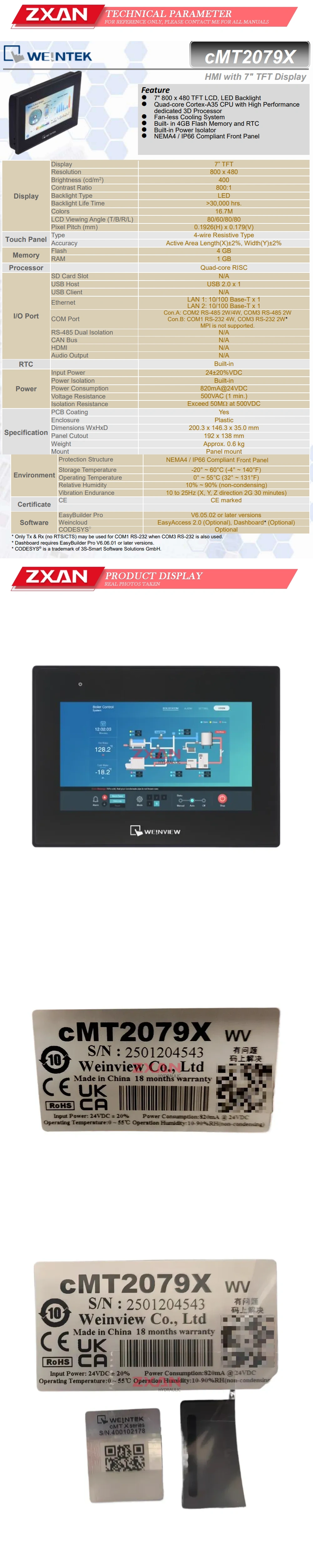 Weinview CMT2079X Description