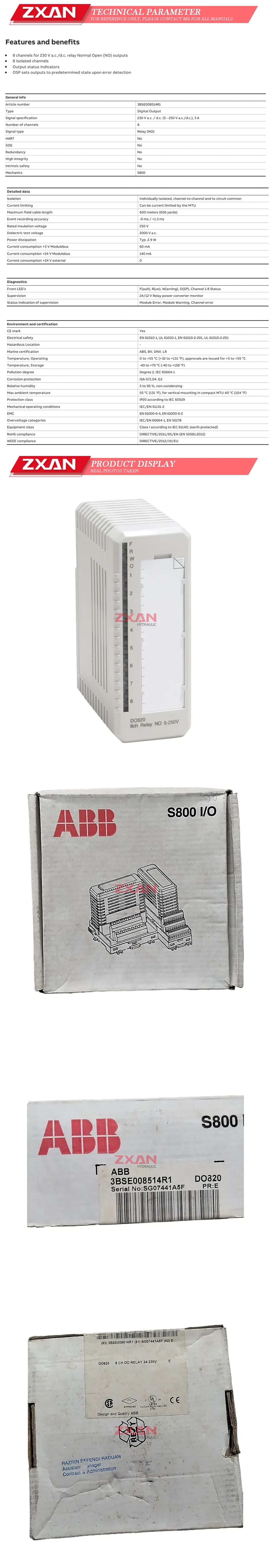 ABB 3BSE008514R1 DO820 Description