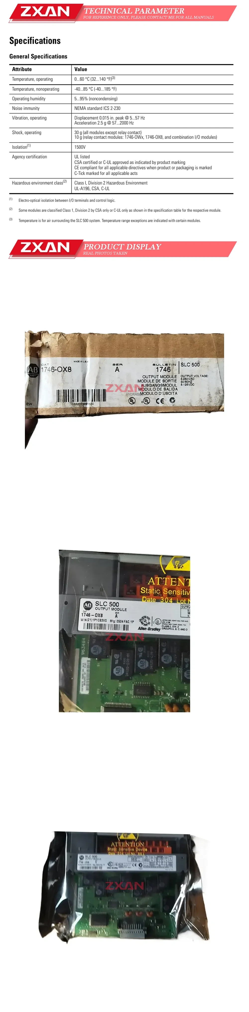 Allen-Bradley 1746-0X8 SLC500 Description