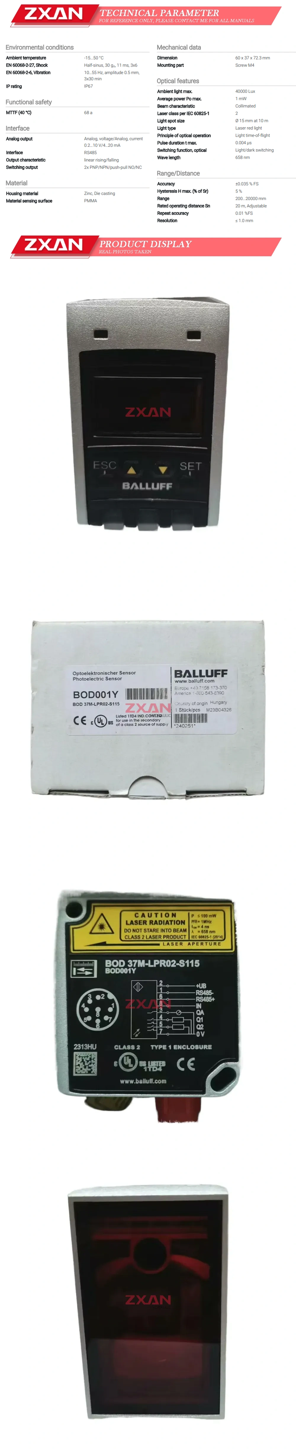 BALLUFF BOD001Y (BOD 37M-LPR02-S115) Description