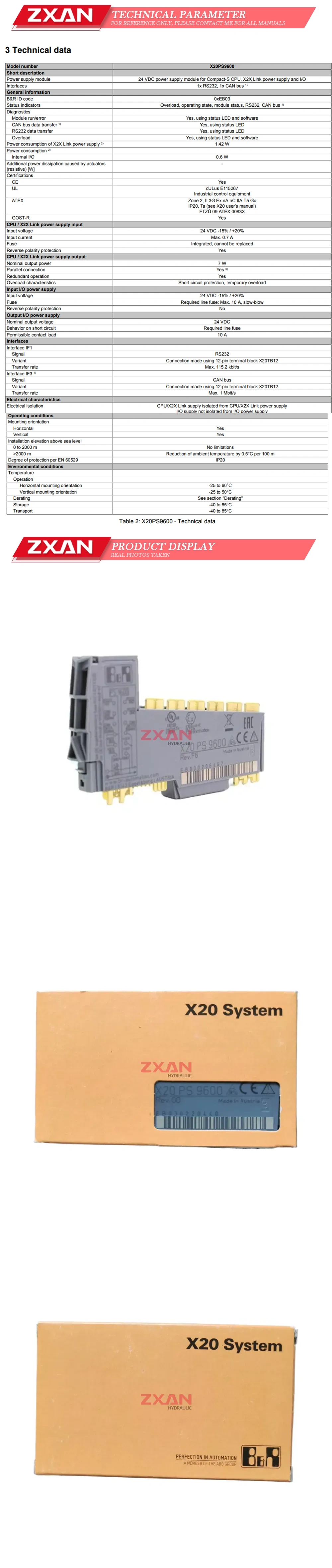 B&R X20PS9600 Description