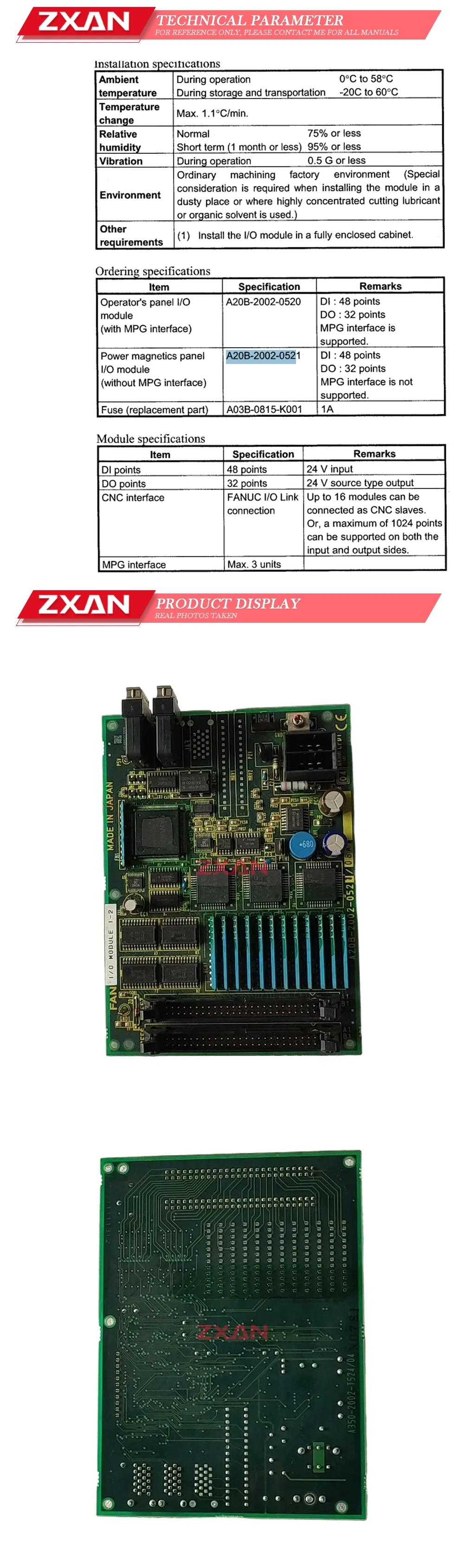 FANUC A20B-2002-0521 Description