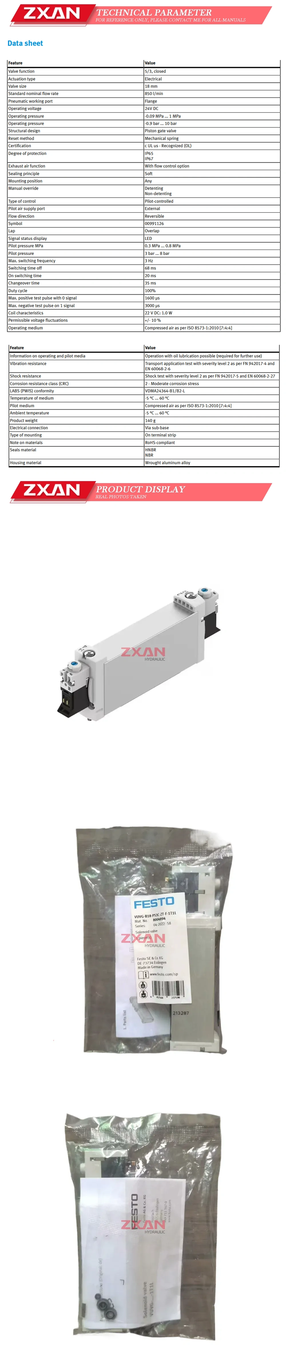 Festo VUVG-B18-P53C-ZT-F-1T1L Description