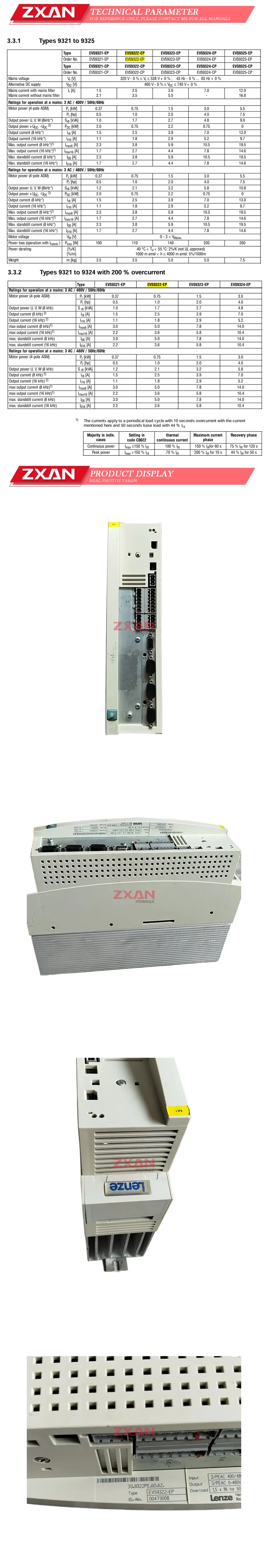 LENZE EVS9322-EP Description