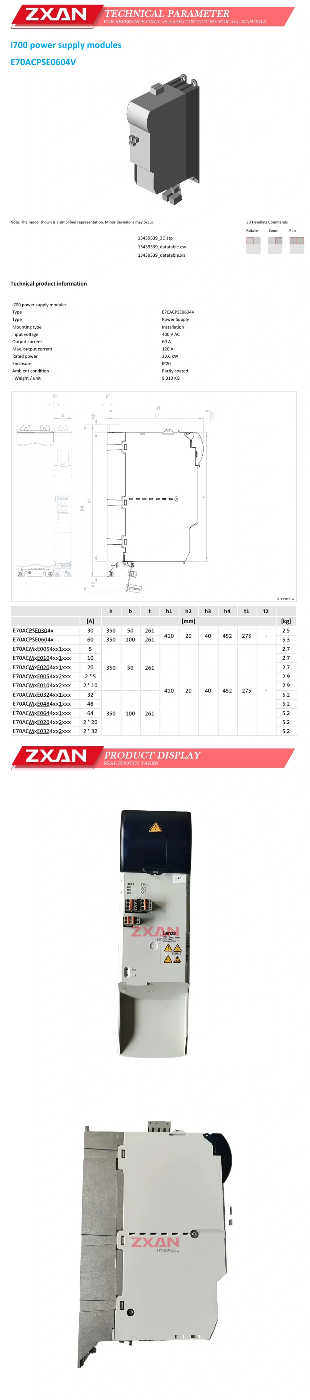 Lenze E70ACPSE0604V Description