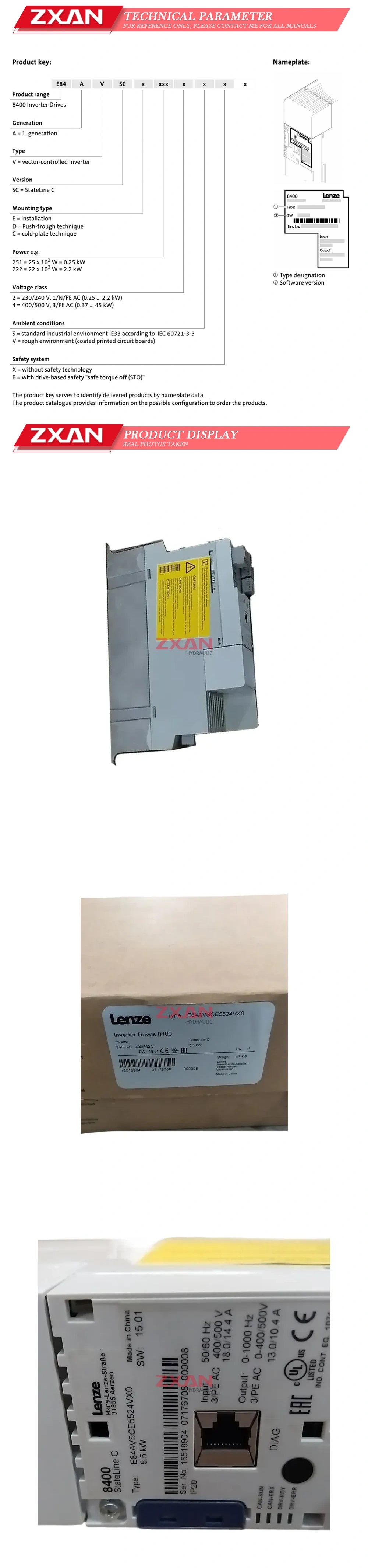 Lenze E84AVSCE5524VX0 Description