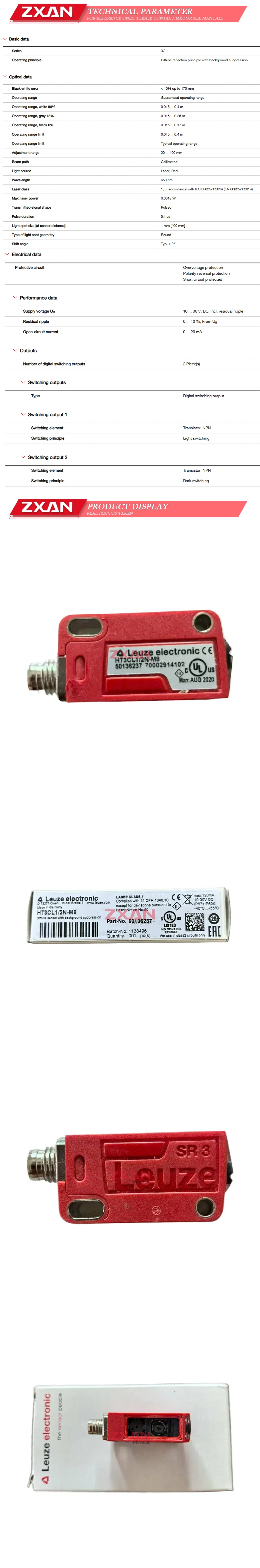 Leuze HT3CL1/2N-M8 Description