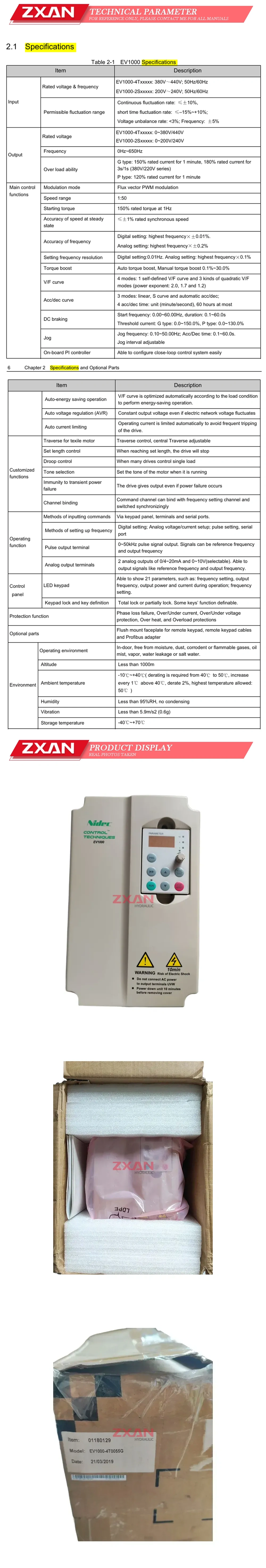 NIDEC EV1000-4T0055G Description