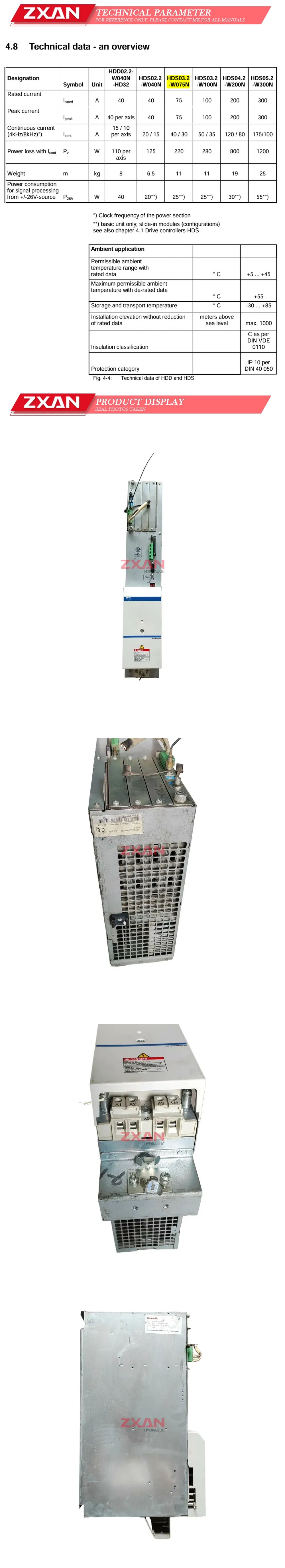 Rexroth R911190008 HDS03.2-W075N-HS12-01-FW Description