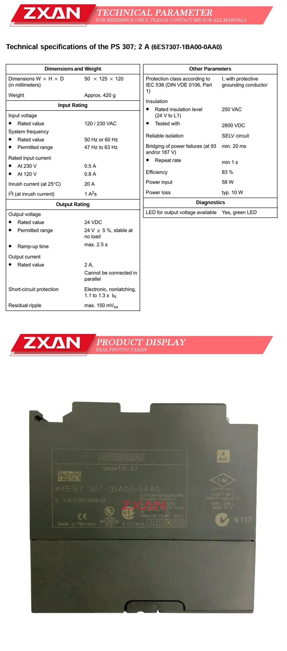 SIEMENS 6ES7307-1BA00-0AA0 Description