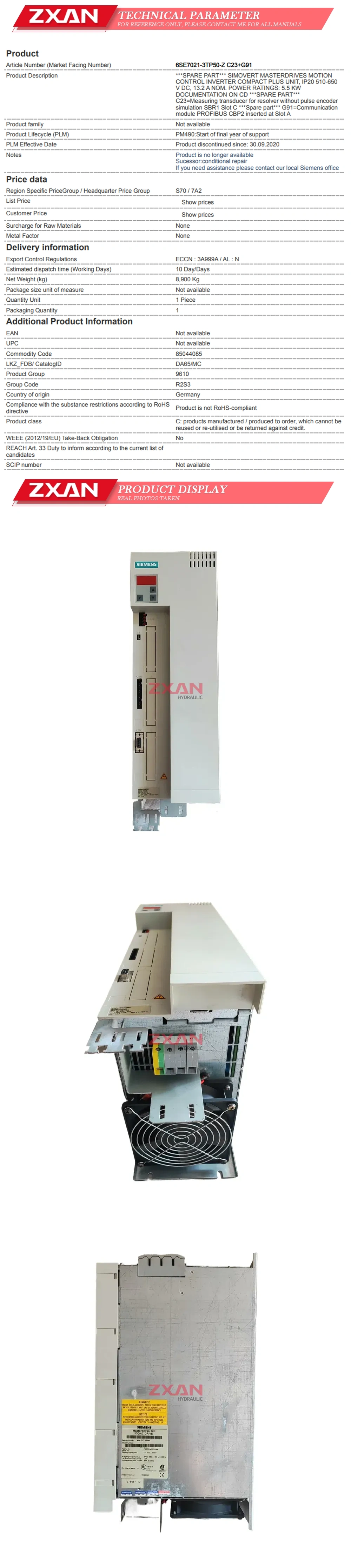 SIEMENS 6SE7021-3TP50 Description