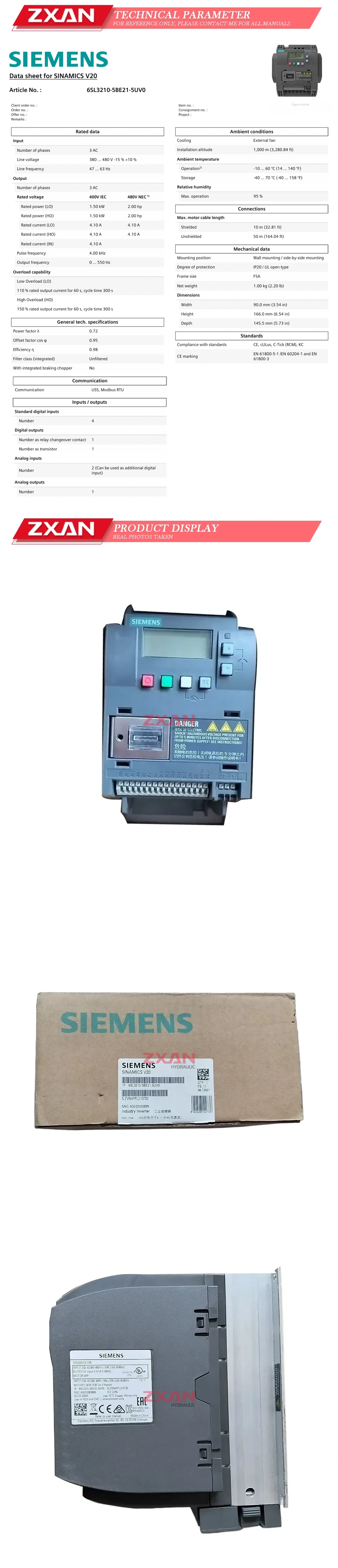 SIEMENS 6SL3210-5BE21-5UV0 Description