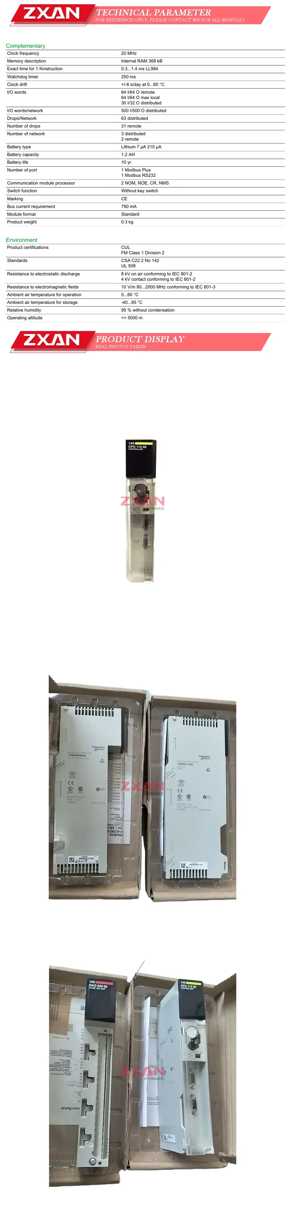 Schneider 140CPU11303 Description