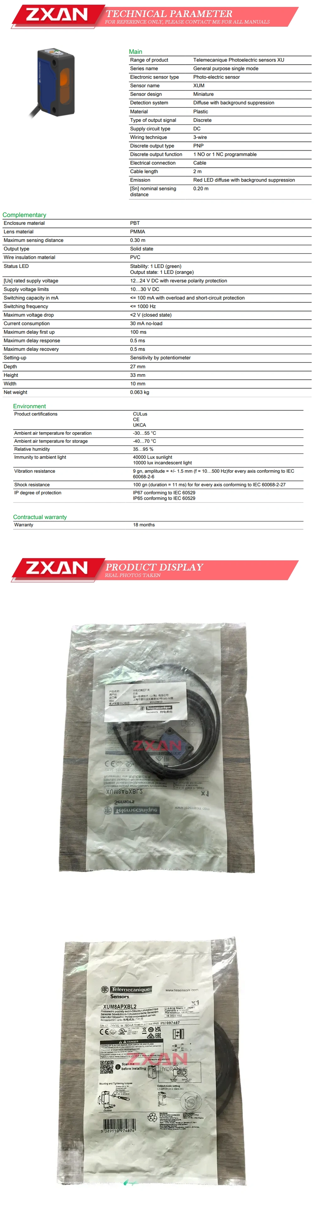 Schneider XUM8APXBL2 Description