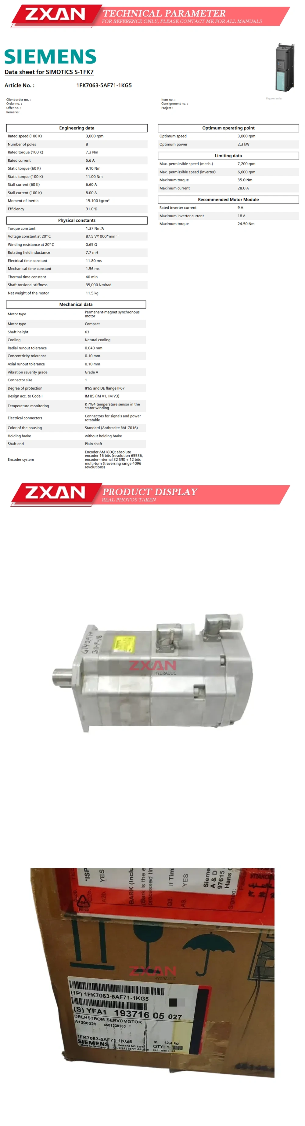 Siemens 1FK7063-5AF71-1KG5 Description