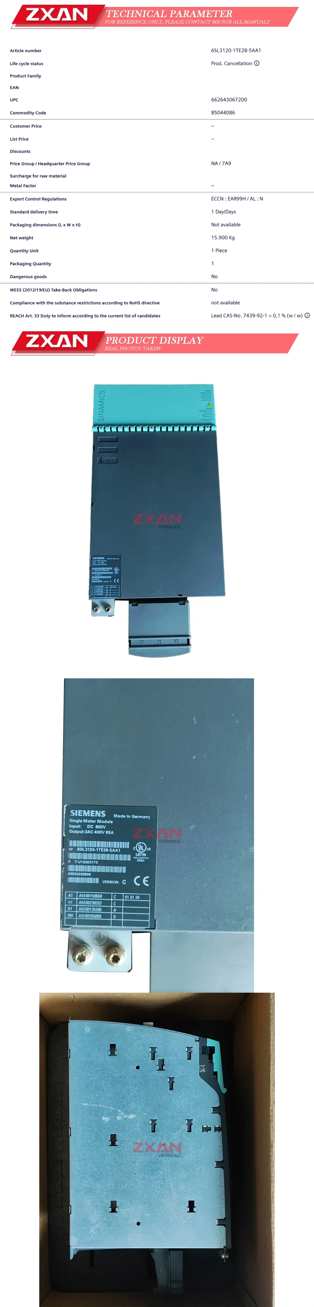 Siemens 6SL3120-1TE28-5AA1 Description