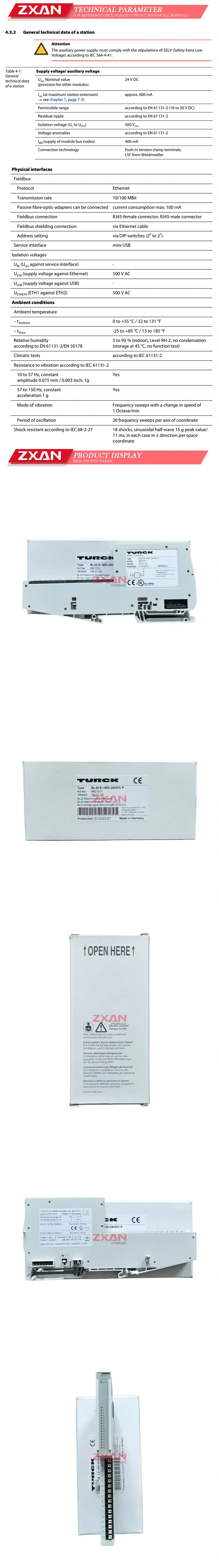 TURCK BL20-E-16D1-24VDC-P Description