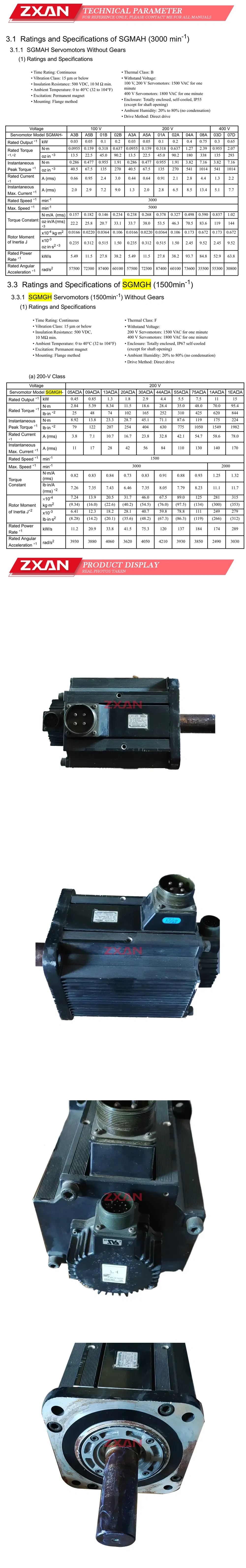YASKAWA SGMGH-55D2A21 Description