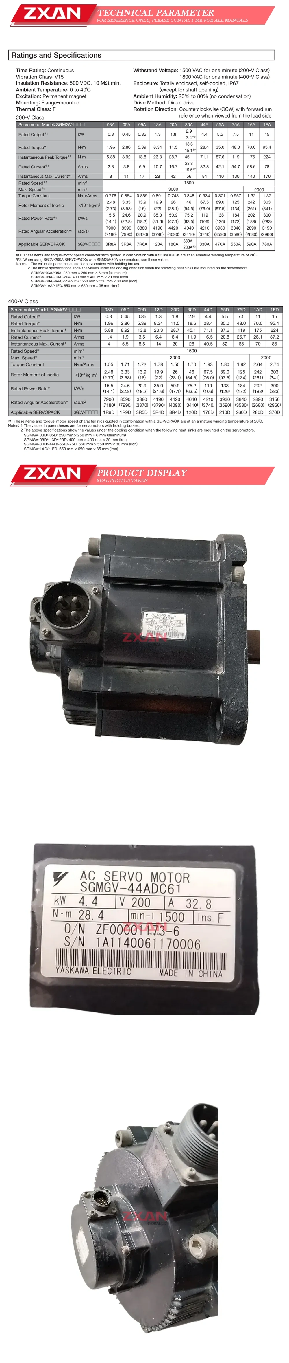 Yaskawa SGMGV-44ADC61 Description