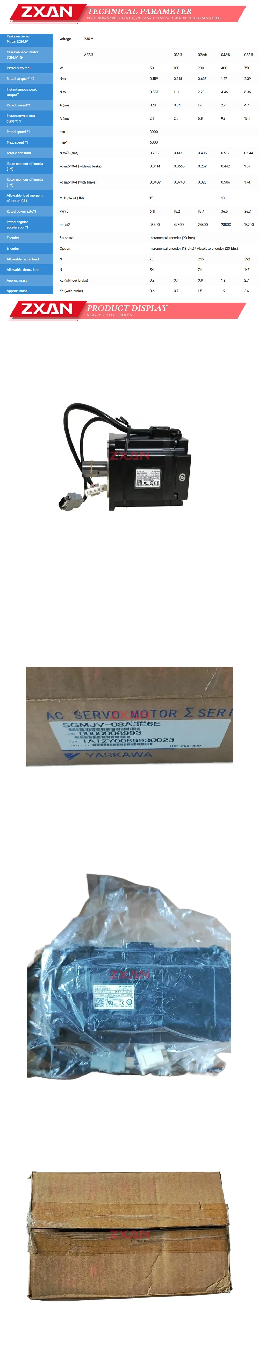 Yaskawa SGMJV-08A3E6E Description
